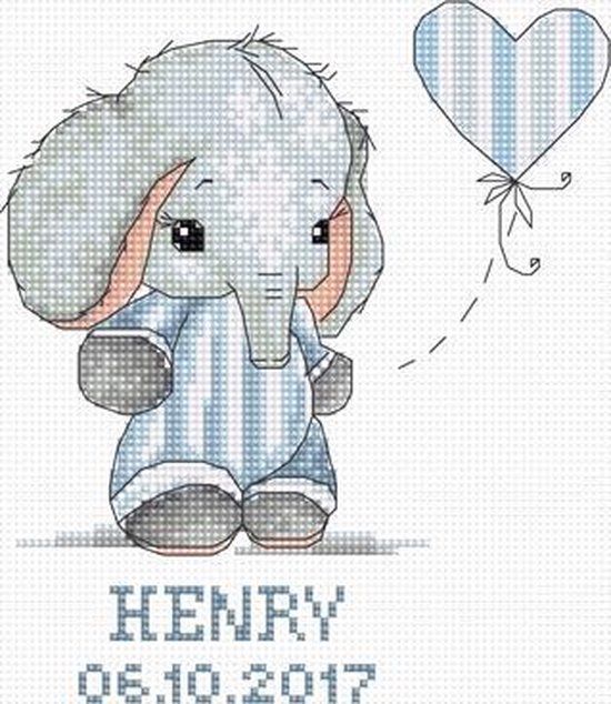 Luca-S Geboortetegel Baby Boy LS-B1134 Borduurpakket - Jongen - Blauw