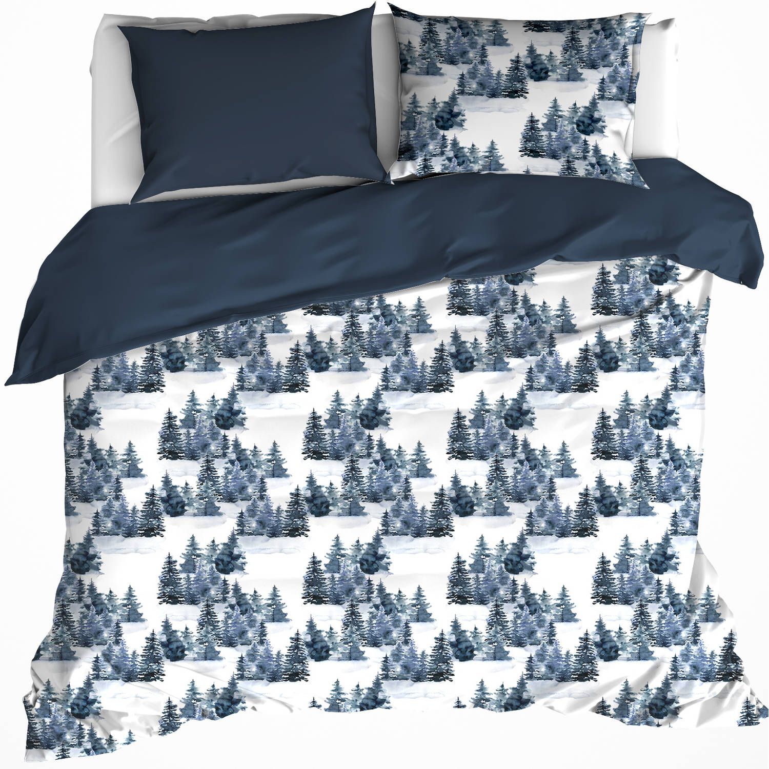 De Witte Lietaer Dekbedovertrek North Eclipse Blue - Lits Jumeaux - 240x220 cm - Katoen Flanel