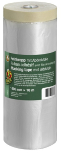 Schilderstape met folie | Duck | 18 meter (Afdektape, Binnen, 140 cm)