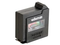 Velleman Batterijtester, analoog, voor standaardbatterijen (AAA, AA, C, D, E-blok 9 V) en knoopcellen, compact, draagbaar