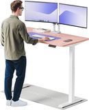 Desktronic HomeOne Zit-sta Bureau Elektrisch In Hoogte Verstelbaar, 140x70 cm Wit/Roze, Stille Dubbele Motor, Hoogte 72-119cm