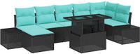 vidaXL Tuinbank - Set - 8 - st - Zwart - poly - rattan