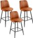 VEVOR Barkruk, 3-Pack, 98 cm Hoog, PU-Leer, Met Rugleuning, Metaal Frame, Bruin