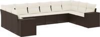 vidaXL 10-delige Loungeset met Kussens, Poly Rattan, Bruin