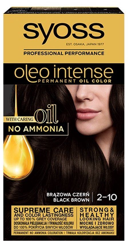 Syoss Oleo Intense Hair Dye Permanently Coloring From Oils 2-10 Brown Black