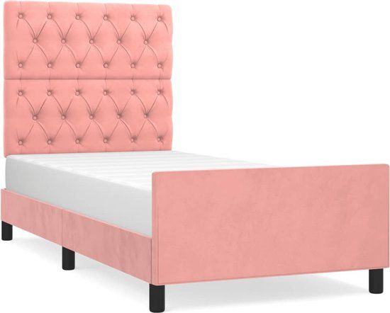 vidaXL Bedframe met hoofdeinde fluweel roze 80x200 cm