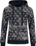 R.E.D. by EMP R.E.D. Rock-Engineered Design Zwarte hoodie met een all-over sterrenprint - Dames - S