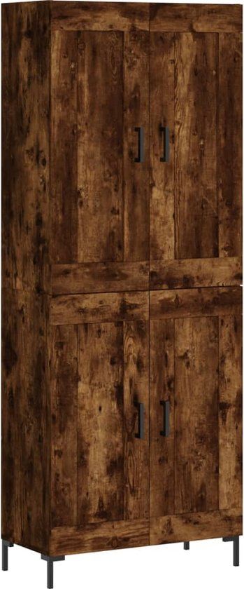 vidaXL Hoge kast 69,5x34x180 cm bewerkt hout gerookt eikenkleurig