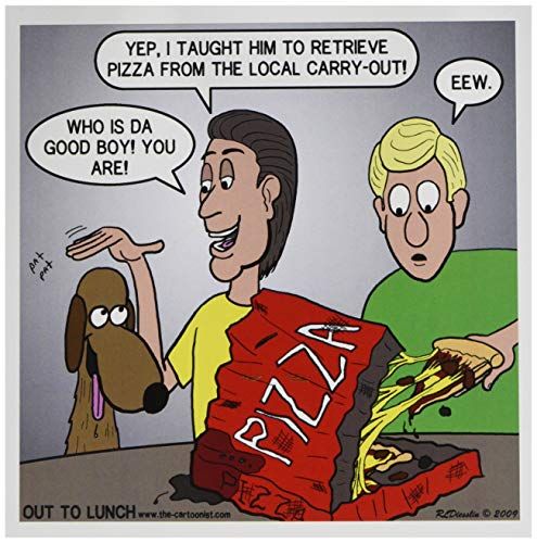 3drose Training The Dog To Deliver Pizza - Greeting Cards, 6 by 6 inch, Set of 6 (GC 4516 1)