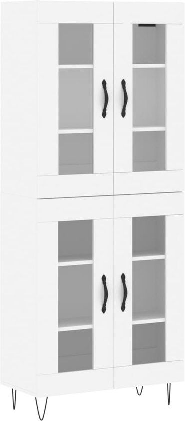 vidaXL Hoge kast bewerkt hout wit