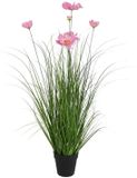 Decostar Kunstplant cosmos 15x15x90cm groen/roze/zwart