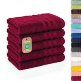Lavea® Set van 5 Handdoeken 30×50 cm – 100% Katoen – Zacht & Absorberend – Gastendoekje – Voor Badkamer, Hotel & Spa - Premium Absorptie & Duurzaam - Bordeaux