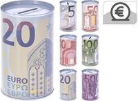 Merkloos / Sans marque Koopman International B.V. Spaarblik Euro Ø8x12,7cm (1 stuk) assorti