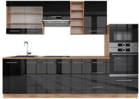 Vicco Fame-Line Unité de cuisine complète – 280 cm, WB Chêne Anthracite brillant/chêne doré