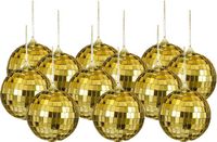 House of Seasons Discobal kerstballen - 12x stuks - goud - 8 cm - foam - spiegelbol
