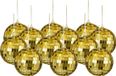House of Seasons Discobal kerstballen - 12x stuks - goud - 8 cm - foam - spiegelbol