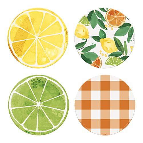 Unique Drink Coasters - Citrus Fruit Summer Party - 8 Count