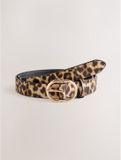 Next Dames Standaard PU-riem Dierenprint Imitatieleer Goudkleurig Dubbele ringgesp 110 cm