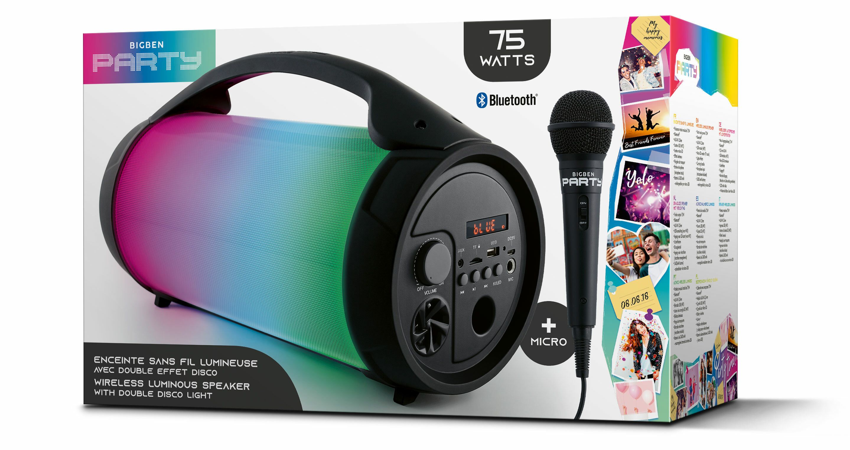 Bigben Interactive PARTYBTPRO Draagbare Party Speaker Zwart 75 W