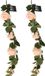 Bellatio Design Guirlande de roses artificielles - 2x - 145 cm - rose pêche - décoration de mariage - guirlande - décoration