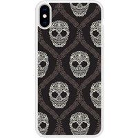 Floral skull Verstevigd hoesje met sublimatie bedrukking, compatibel met Apple iPhone X