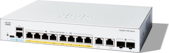 Cisco C1200-8P-E-2G - Netwerkswitch - Managed - PoE - Wit