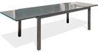 Table de jardin Toledo, structure en aluminium gris anthracite, plateau en verre, 200/300 x 100 cm
