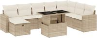 vidaXL 9-delige Loungeset met Kussens, Poly Rattan, Beige