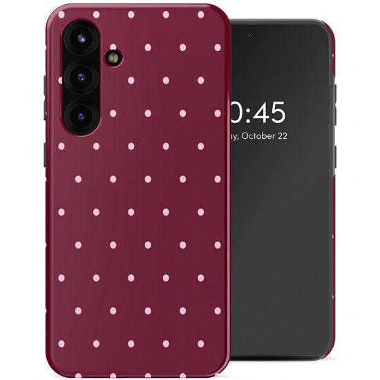 Selencia Hoesje - Geschikt voor Samsung Galaxy S25 FE - Backcover - Happy Dots Burgundy