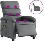 vidaXL Massagestoel verstelbaar elektrisch kunstleer grijs