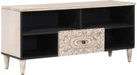 vidaXL TV-kast Wit 100 x 33,5 x 46 cm Massief Mango Hout