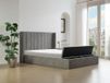 Vente-unique Lit avec rangement tissu gris 140 x 190 cm