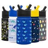 Simple Modern Summit Summit Collection Waterfles met rietje, thermosbeker van roestvrij staal, geïsoleerd, herbruikbaar, voor jongens en meisjes en school, 530 ml, Shark Bite
