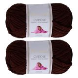 Utopia Crafts Cuddle Super Chunky Chenille Soft Yarn for Knitting and Crochet 2x 100g (Brown)