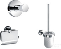 Badkamerplanet Toilet Accessoires Set Rond Chroom incl Toiletborstel, WC rolhouder en Haak