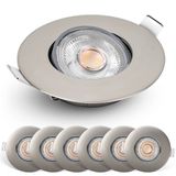 Emos Select Emos Exclusive Nikkel LED Spotjes - 6 stuks - Dimbaar - 2700K Warm Wit - 480 Lumen - 4.9W - 50° Kantelbaar