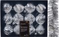 Decoris - 12x st - boules de Noël décorées 6 cm incl. guirlande en aluminium - argent - plastique
