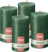 Bolsius - Rustieke kaars Shimmer - 4 Stuks - Metallic Groen - 13cm - 60 Branduren