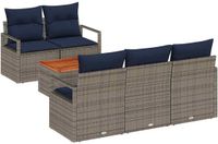vidaXL Tuinbank - Set - 6 - st - Grijs - poly - rattan