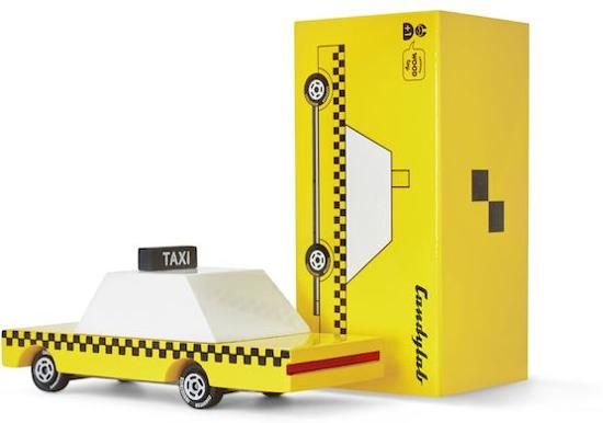 Candylab Toys Candycars - Houten Design Speelgoedauto - Taxi - Geel