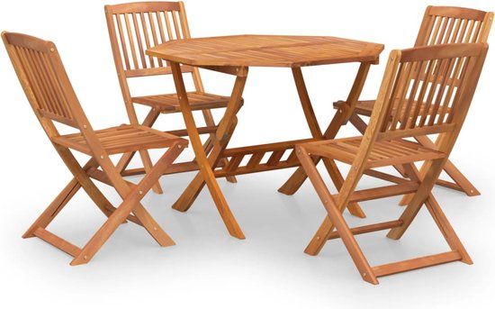 vidaXL Eethoek 5-delig Massief Acaciahout Bruin 90x90x75 cm