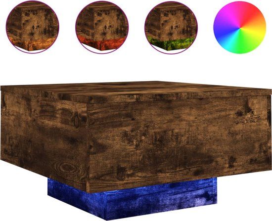 vidaXL Salontafel met LED-verlichting 55x55x31 cm gerookt eikenkleurig