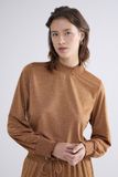 Summum Woman Smocked Top Fine Lurex Jersey Camel Brown