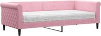 vidaXL Slaapbank met matras fluweel roze 90x200 cm