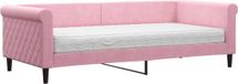 vidaXL Slaapbank met matras fluweel roze 90x200 cm