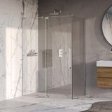 Brauer Stellar - Cabine de douche avec porte battante - Verre transparent - 140x100x200 cm - Réversible - incl. Revêtement en verre - Chrome