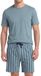 Ammann Heren pyjama Mix & Match copen blue gestreept korte mouw 100% Katoen XL