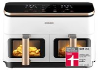 Friteuse à air chaud 2 chambres - Intérieur métallique - Fenêtre de visualisation - Compatible lave-vaisselle