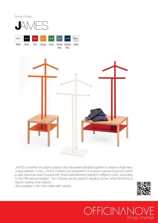 Officinanove OF 178404 James Kledinghanger staand RAL - 8053259178404