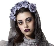 Merkloos Atosa Halloween/horror verkleed diadeem/bloemenkrans en sluier - zombie/spook - kunststof - horrorbruid